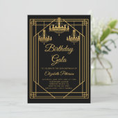 Invitation Gatsby Art Déco Roaring 20s Chandeliers Anniversai (Debout devant)