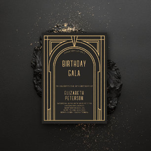 Invitation Gatsby Art Déco Vintage Gold Roaring 20 ans Annive