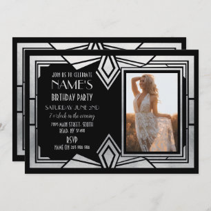 invitation Gatsby de photo de fête d'anniversaire