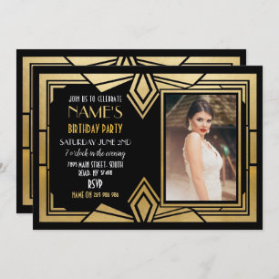 invitation Gatsby de photo de fête d'anniversaire