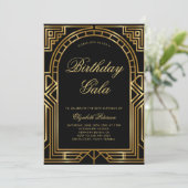 Invitation Gatsby Déco Roaring 20s Elégant Arc Or Anniversair (Debout devant)