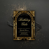 Invitation Gatsby Déco Roaring 20s Elégant Arc Or Anniversair