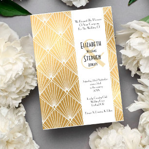 Invitation Gatsby Élégant Art Déco Années 1920 Mariage Doré