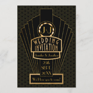 Invitation Gatsby Fanfare Vintage Art Déco Mariage