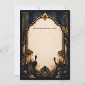 Invitation Gatsby flapper bleu or mariage 1920 (Dos)