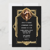 Invitation Gatsby Flapper fille noir or 1920's thème party (Devant)