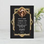 Invitation Gatsby Flapper fille noir or 1920's thème party (Debout devant)