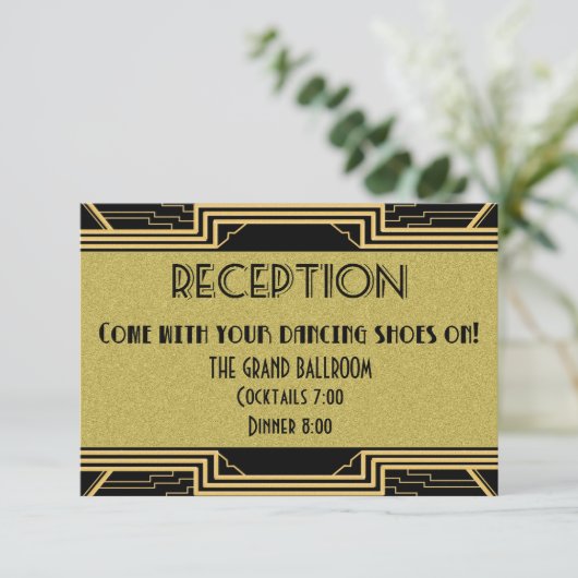Invitation Gatsby Gold Mariage Suite Détails Réception (Debout devant)