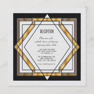 Invitation Gatsby Gold White Art Déco Réception de mariage