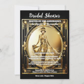 Invitation Gatsby noir or flapper fille brillant glam des ann (Devant)