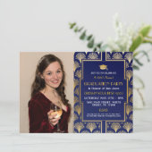Invitation Gatsby Party 1920 Art Déco Gold Photo Graduation (Debout devant)