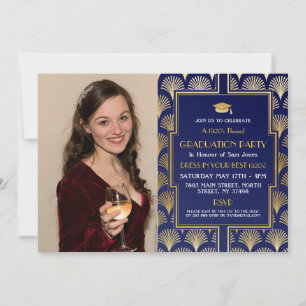 Invitation Gatsby Party de graduation Art Déco Gold Photo 192