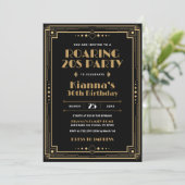 Invitation Gatsby Roaring 20s Art Déco Anniversaire Black Gol (Debout devant)