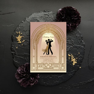 Invitation Gatsby Roaring Années 20 Déco Arch rose Anniversai