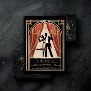 Invitation Gatsby Speakeasy Roaring 20s Déco Danse Anniversai