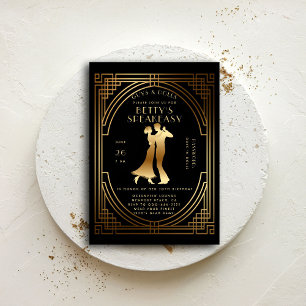Invitation Gatsby Speakeasy Roaring 20s Gold Flapper Annivers