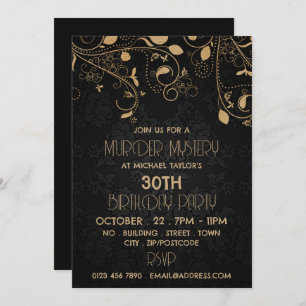 Invitation Gatsby Style, Meurtre Mystère fête d'anniversaire