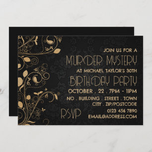 Invitation Gatsby Style, Meurtre Mystère fête d'anniversaire