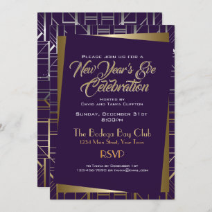 Invitation Gatsby Style NYE Gold et Midnight Blue