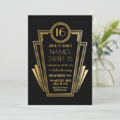 Invitation Gatsby Sweet 16 Anniversaire Art Déco années 1920 (Debout devant)