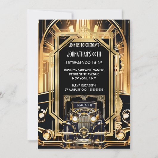 Invitation Gatsby thème des années 1920 do-it-yourself photo (Devant)