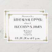 Invitation Gatsby White Art Déco Mariages de répétition Invit (Devant / Derrière)