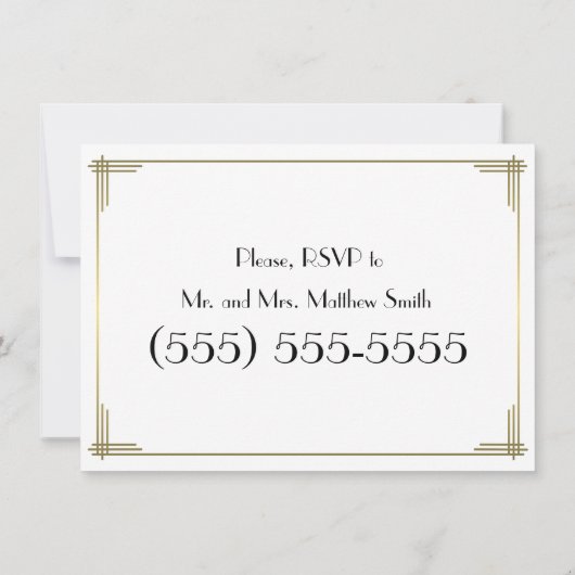 Invitation Gatsby White Art Déco Mariages de répétition Invit (Dos)