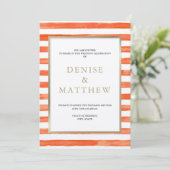 Invitation Gaufré à l'aquarelle orange et lettrage doré (Debout devant)