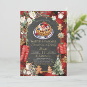 Invitation gaufre et pyjamas Noël Plaid Floral Party (Debout devant)