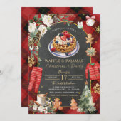 Invitation gaufre et pyjamas Noël Plaid Floral Party (Devant / Derrière)