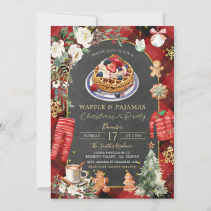Invitation gaufre et pyjamas Noël Plaid Floral Party