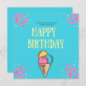 Invitation gaufre glacée Joyeux anniversaire (Devant / Derrière)