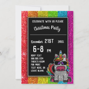 Invitation Gay Christmas Party Rainbow Parties scintillant Un