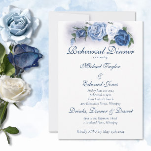 Invitation Gay Grooms Regency Roses bleus