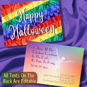 Invitation Gay Halloween Party LGBTQ rainbow flag coloré