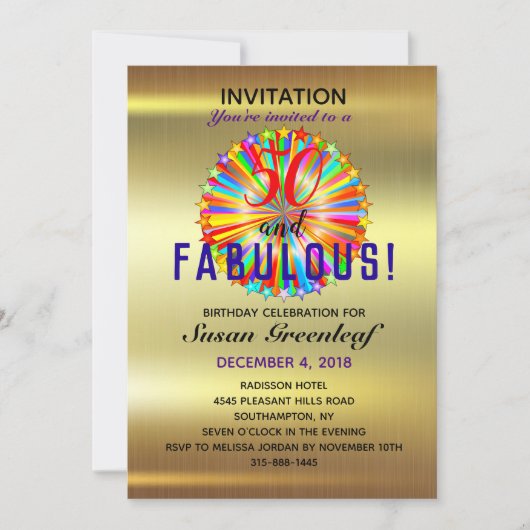 Invitation Gay LGBTQ N'importe quel âge Fabuleux arc-en-ciel (Devant)