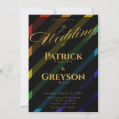Invitation Gay Men Wedding Elegant Rainbow (Devant)