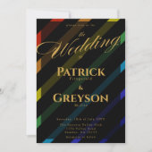 Invitation Gay Men Wedding Elegant Rainbow (Devant)