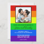 Invitation Gay pride arc-en-ciel Couple Photo Mariage rayé (Devant)