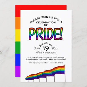 Invitation Gay pride Party Pridefest Celebration Rainbow Flag