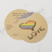 Invitation Gay Rainbow Amour Coeur Dans Le Sable (Devant / Derrière)