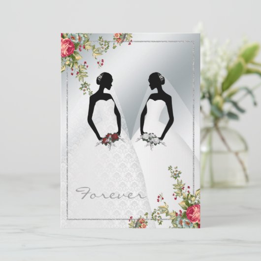 Invitation Gay Silver Mariage damassé (Debout devant)