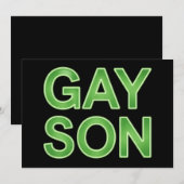 Invitation Gay Son Funny LGBTQ Pride (Devant / Derrière)