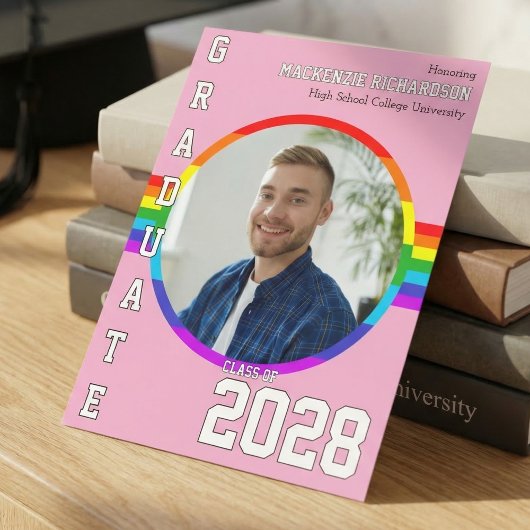 Invitation Gay Student Pride Rainbow Graduation Announcement 