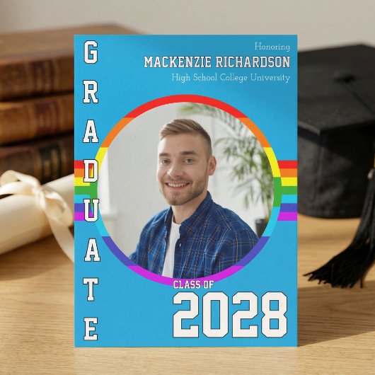 Invitation Gay Student Pride Rainbow Graduation Announcement