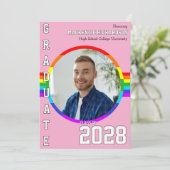 Invitation Gay Student Pride Rainbow Graduation Announcement  (Debout devant)