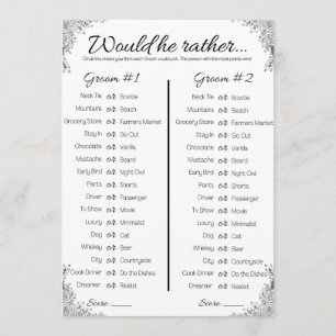 Invitation Gay Wedding shower Jeu, Voudrait-Il Plutôt