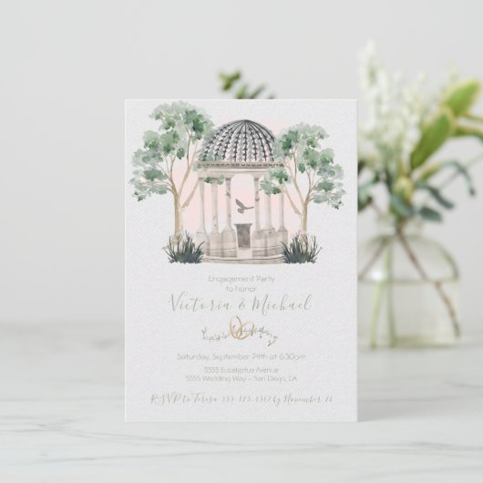 Invitation Gazebo aquarelle avec eucalyptus (Debout devant)