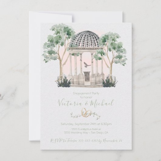 Invitation Gazebo aquarelle avec eucalyptus (Devant)