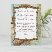 Invitation Gazebo romantique et manuscrits fantaisistes (Debout devant)